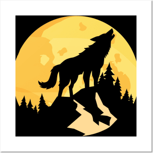 moon wolf howling Posters and Art